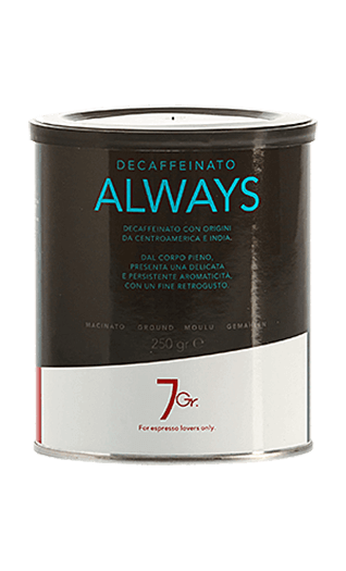 7Gr. Caffe Always Decaffeinato 250g gemahlen Dose 7Gr. Caffe Always Decaffeinato 250g gemahlen Dose